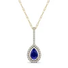 Pear-Shaped Blue Sapphire & Diamond Pendant In 14K Yellow Gold