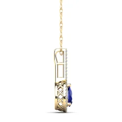 Pear-Shaped Blue Sapphire & Diamond Pendant In 14K Yellow Gold