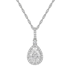 Pear-Shaped Diamond Cluster Pendant In 10K White Gold (1/4 Ct. Tw.)