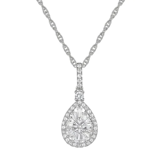 Pear-Shaped Diamond Cluster Pendant In 10K White Gold (1/4 Ct. Tw.)