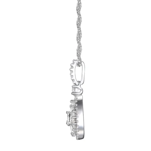Pear-Shaped Diamond Cluster Pendant In 10K White Gold (1/4 Ct. Tw.)