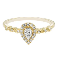 Pear-Shaped Diamond Promise Ring With Halo In 10K Gold (1/5 Ct. Tw.)