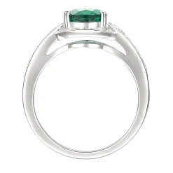 Pear-Shaped Lab Created Emerald Earring, Pendant & Ring Set In Sterling Silver