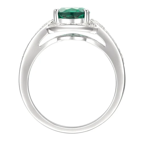 Pear-Shaped Lab Created Emerald Earring, Pendant & Ring Set In Sterling Silver