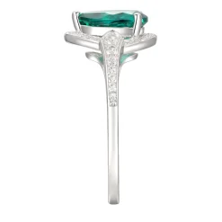 Pear-Shaped Lab Created Emerald Earring, Pendant & Ring Set In Sterling Silver