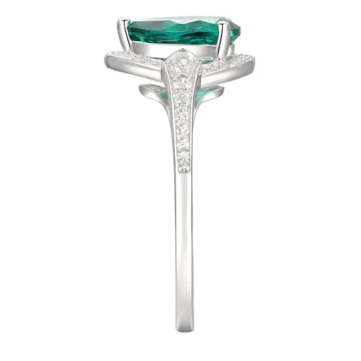 Pear-Shaped Lab Created Emerald Earring, Pendant & Ring Set In Sterling Silver