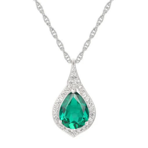 Pear-Shaped Lab Created Emerald Earring, Pendant & Ring Set In Sterling Silver