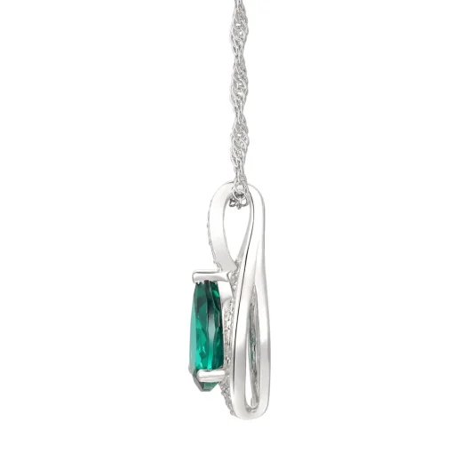 Pear-Shaped Lab Created Emerald Earring, Pendant & Ring Set In Sterling Silver