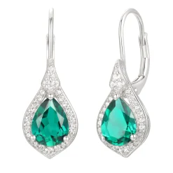 Pear-Shaped Lab Created Emerald Earring, Pendant & Ring Set In Sterling Silver