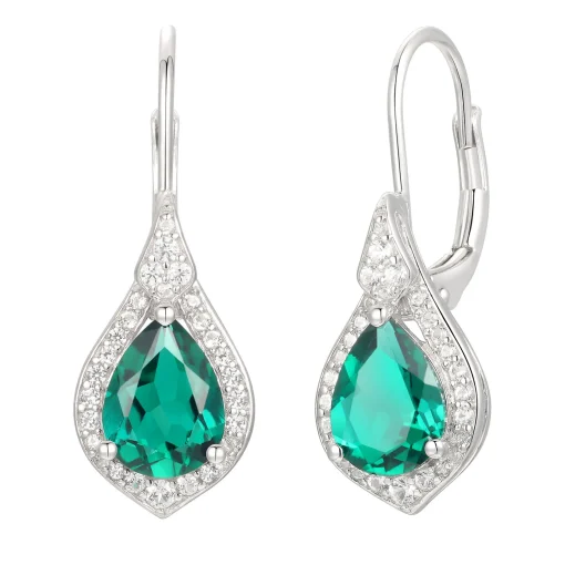 Pear-Shaped Lab Created Emerald Earring, Pendant & Ring Set In Sterling Silver