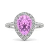 Pear-Shaped Lab Created Pink Sapphire & Moissanite Ring In 14K White Gold