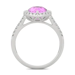 Pear-Shaped Lab Created Pink Sapphire & Moissanite Ring In 14K White Gold