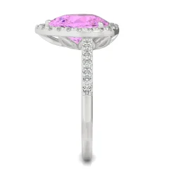 Pear-Shaped Lab Created Pink Sapphire & Moissanite Ring In 14K White Gold