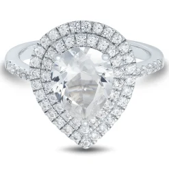 Pear-Shaped Lab Created White Sapphire Ring In Sterling Silver
