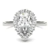 Pear-Shaped Moissanite Ring With Halo In 14K White Gold (1 7/8 Ct. Tw.)