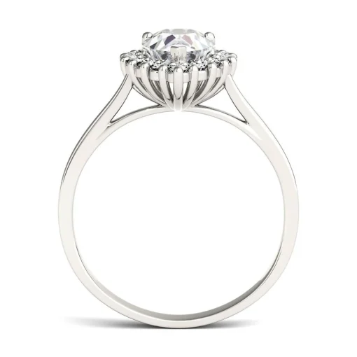 Pear-Shaped Moissanite Ring With Halo In 14K White Gold (1 7/8 Ct. Tw.)