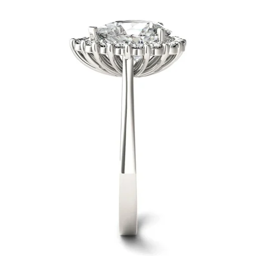 Pear-Shaped Moissanite Ring With Halo In 14K White Gold (1 7/8 Ct. Tw.)