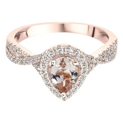 Pear-Shaped Morganite & Diamond Ring In 10K Rose Gold (1/3 Ct. Tw.)