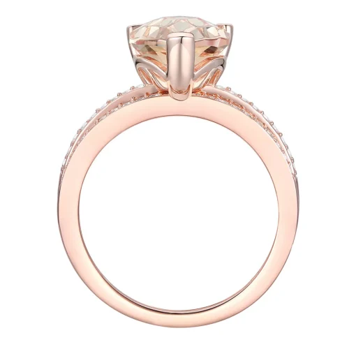 Pear-Shaped Morganite & Diamond Ring Set In 14K Rose Gold (1/4 Ct. Tw.)