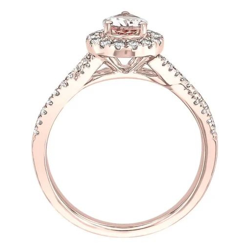 Pear-Shaped Morganite & Diamond Ring In 10K Rose Gold (1/3 Ct. Tw.)