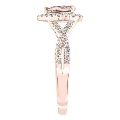 Pear-Shaped Morganite & Diamond Ring In 10K Rose Gold (1/3 Ct. Tw.)