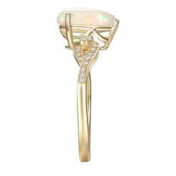 Pear-Shaped Opal Ring With Diamonds In 10K Yellow Gold (1/7 Ct. Tw.)