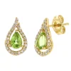Pear-Shaped Peridot & Diamond Stud Earrings In 10K Yellow Gold (1/5 Ct. Tw.)