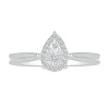 Pear-Shaped Promise Ring With Diamond Halo In Sterling Silver (1/10 Ct. Tw.)
