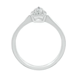Pear-Shaped Promise Ring With Diamond Halo In Sterling Silver (1/10 Ct. Tw.)