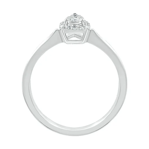Pear-Shaped Promise Ring With Diamond Halo In Sterling Silver (1/10 Ct. Tw.)