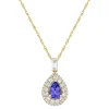 Pear-Shaped Tanzanite & Lab Created White Sapphire Pendant In 10K Yellow Gold