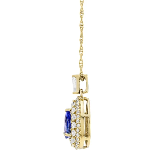 Pear-Shaped Tanzanite & Lab Created White Sapphire Pendant In 10K Yellow Gold