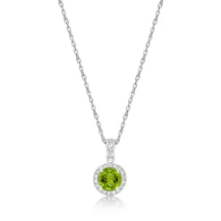 Peridot & 1/10 Ct. Tw. Diamond Pendant In Sterling Silver