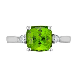 Peridot & 1/10 Ct. Tw. Diamond Ring In 10K White Gold
