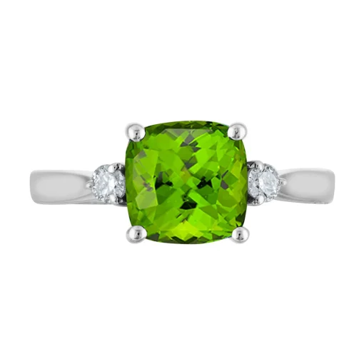 Peridot & 1/10 Ct. Tw. Diamond Ring In 10K White Gold