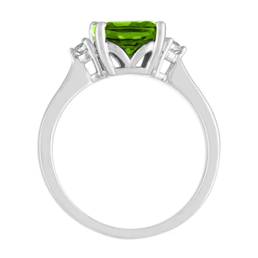 Peridot & 1/10 Ct. Tw. Diamond Ring In 10K White Gold