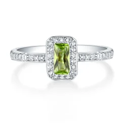 Peridot & Lab Created White Sapphire Ring In Sterling Silver