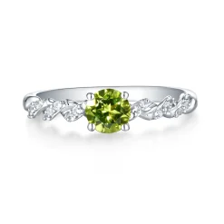 Peridot & White Sapphire Twist Ring In Sterling Silver