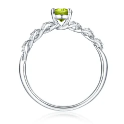 Peridot & White Sapphire Twist Ring In Sterling Silver