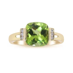 Peridot And Diamond Accent Ring In 10K Yellow Gold