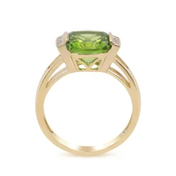 Peridot And Diamond Accent Ring In 10K Yellow Gold