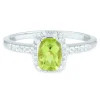 Peridot And Diamond Ring In 10K White Gold (1/10 Ct. Tw.)