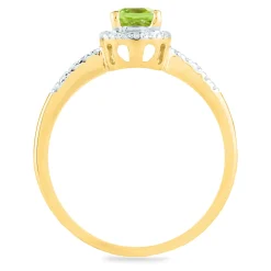 Peridot And Diamond Ring In 10K Yellow Gold (1/10 Ct. Tw.)
