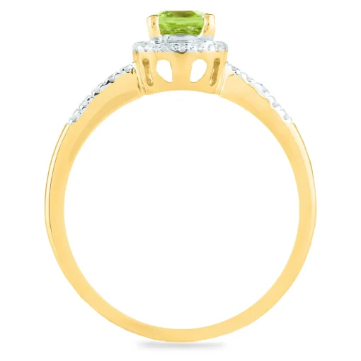 Peridot And Diamond Ring In 10K Yellow Gold (1/10 Ct. Tw.)