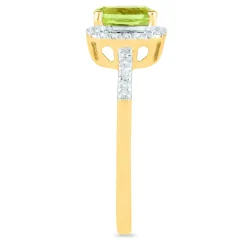 Peridot And Diamond Ring In 10K Yellow Gold (1/10 Ct. Tw.)