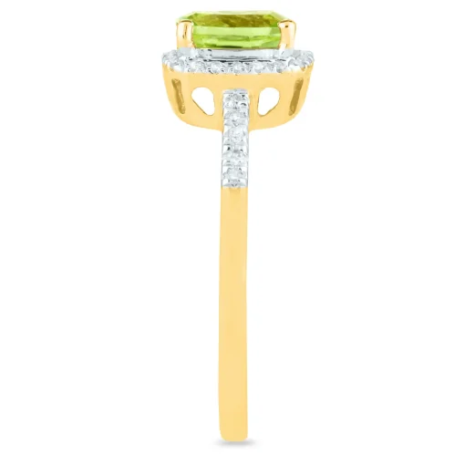 Peridot And Diamond Ring In 10K Yellow Gold (1/10 Ct. Tw.)