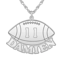Personalized Nameplate Football Pendant In Sterling Silver