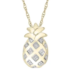 Pineapple Pendant With Diamond Accents In 10K Yellow Gold