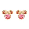 Pink Cubic Zirconia Minnie Mouse Earrings In 14K Yellow Gold