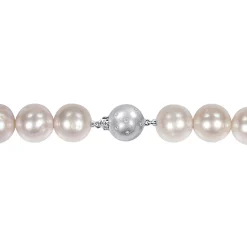Pink Cultured Freshwater Pearl Necklace In 14K White Gold, 11-12Mm, 18"